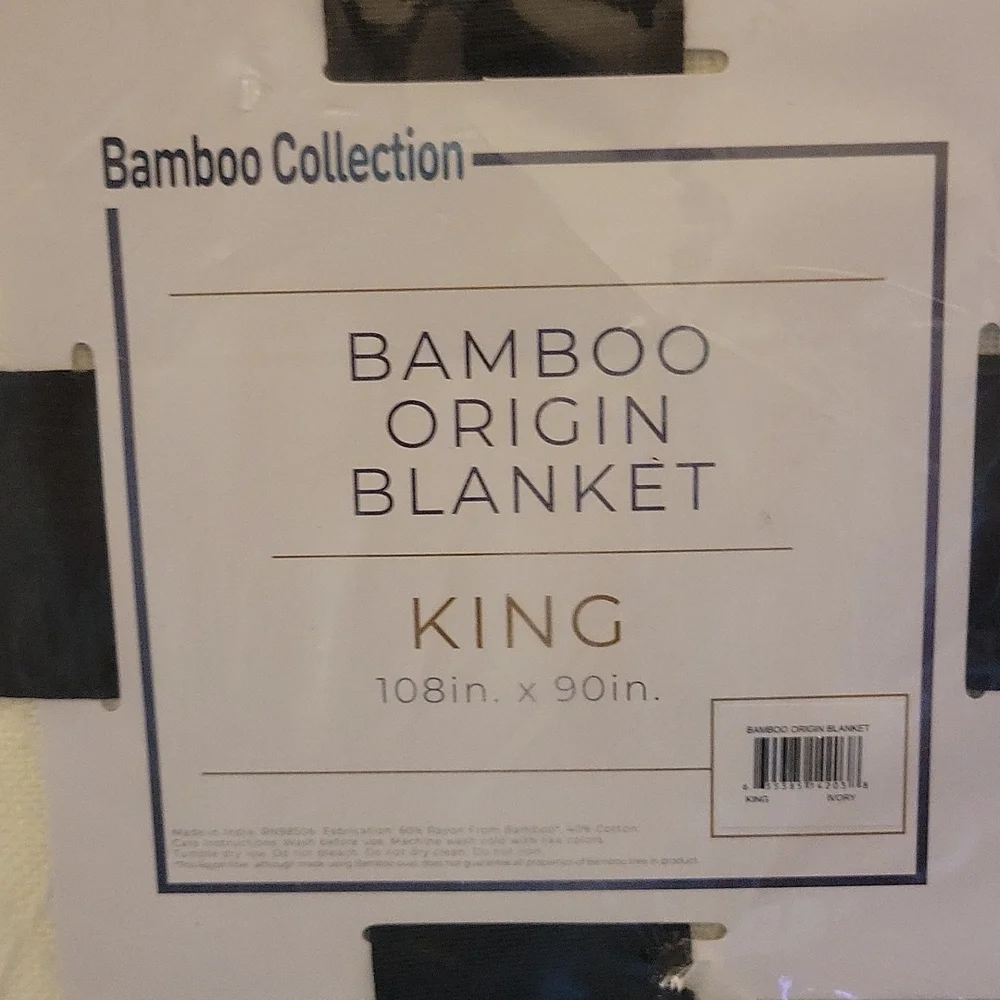 Bamboo Collection Origin King Blanket Diamond Pattern Ivory 108
